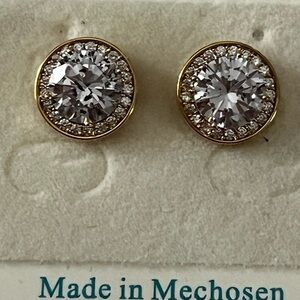 Crystal in gold trim Stud Earrings new